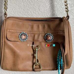 Rebecca Minkoff Mini MAC Cognac Brown Leather Shoulder Crossbody Bag